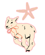 a pink lamb approaching