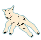 a blue lamb leaping